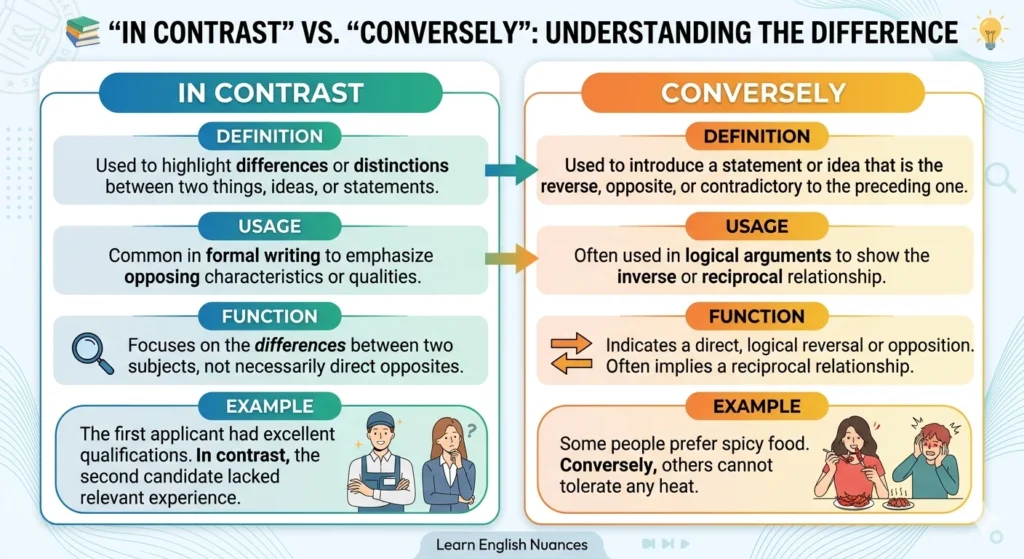 another way to say in contrast