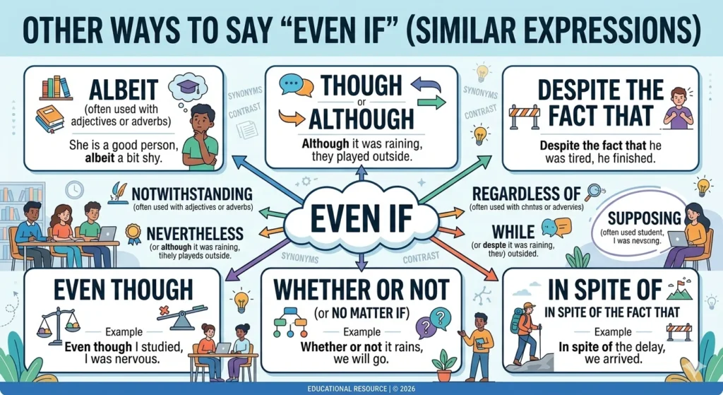 another way to say even though