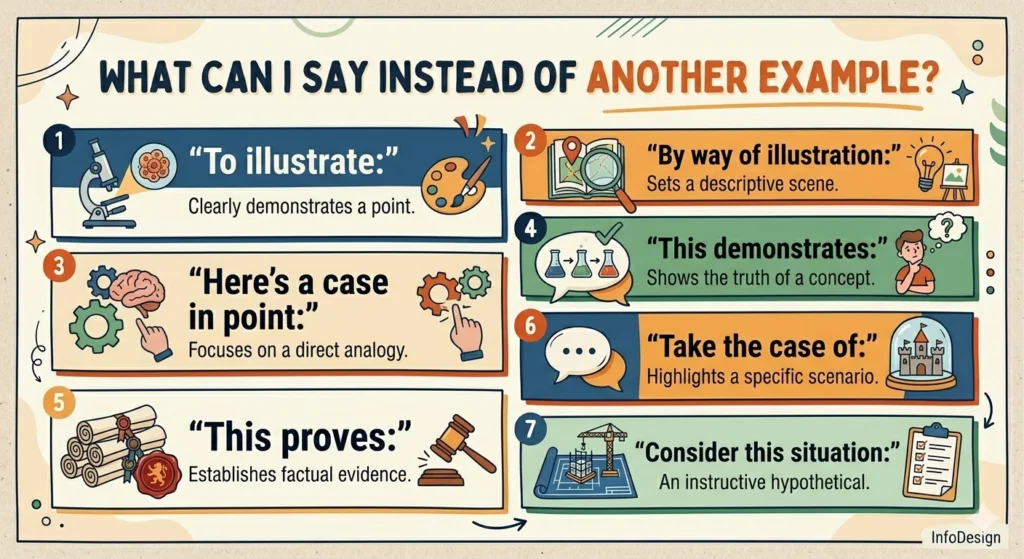 what is another way to say for example