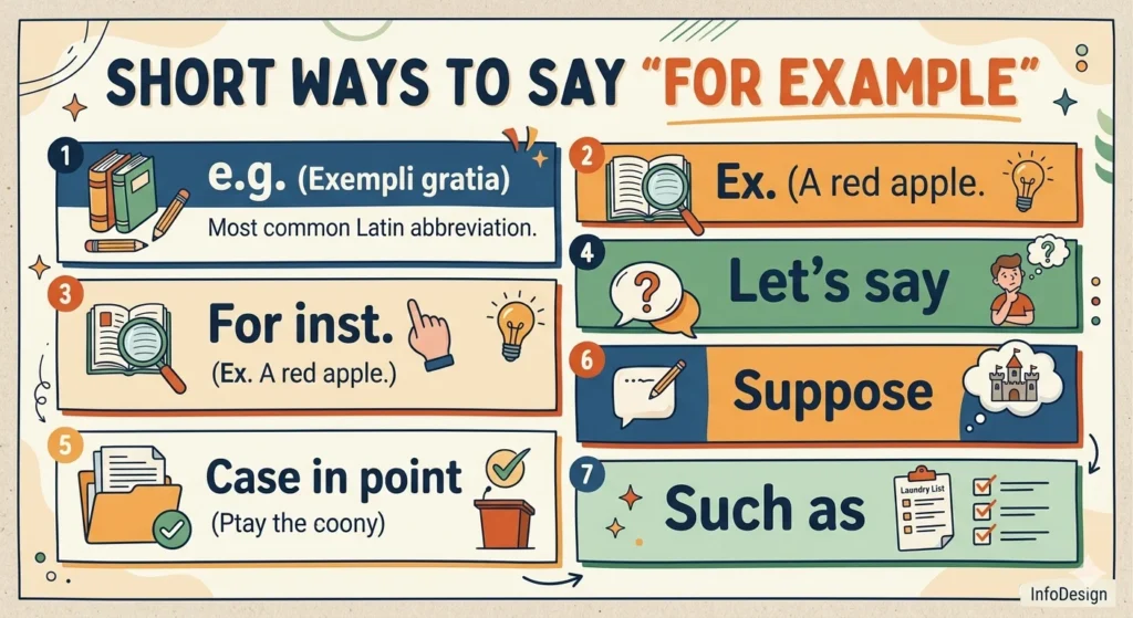 what is another way to say for example