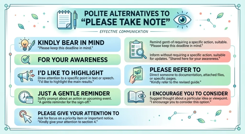 another way to say please note