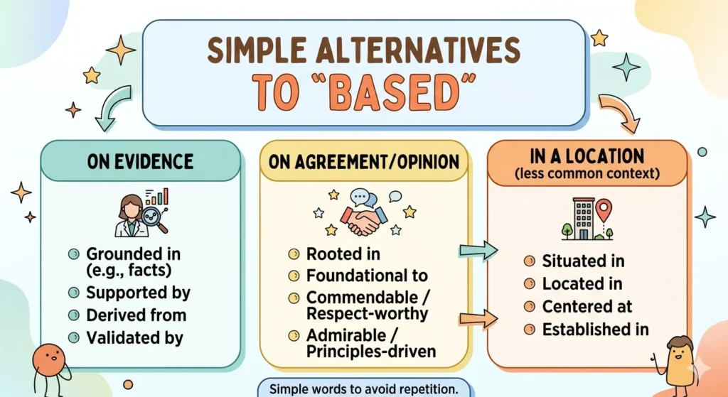another way to say based on