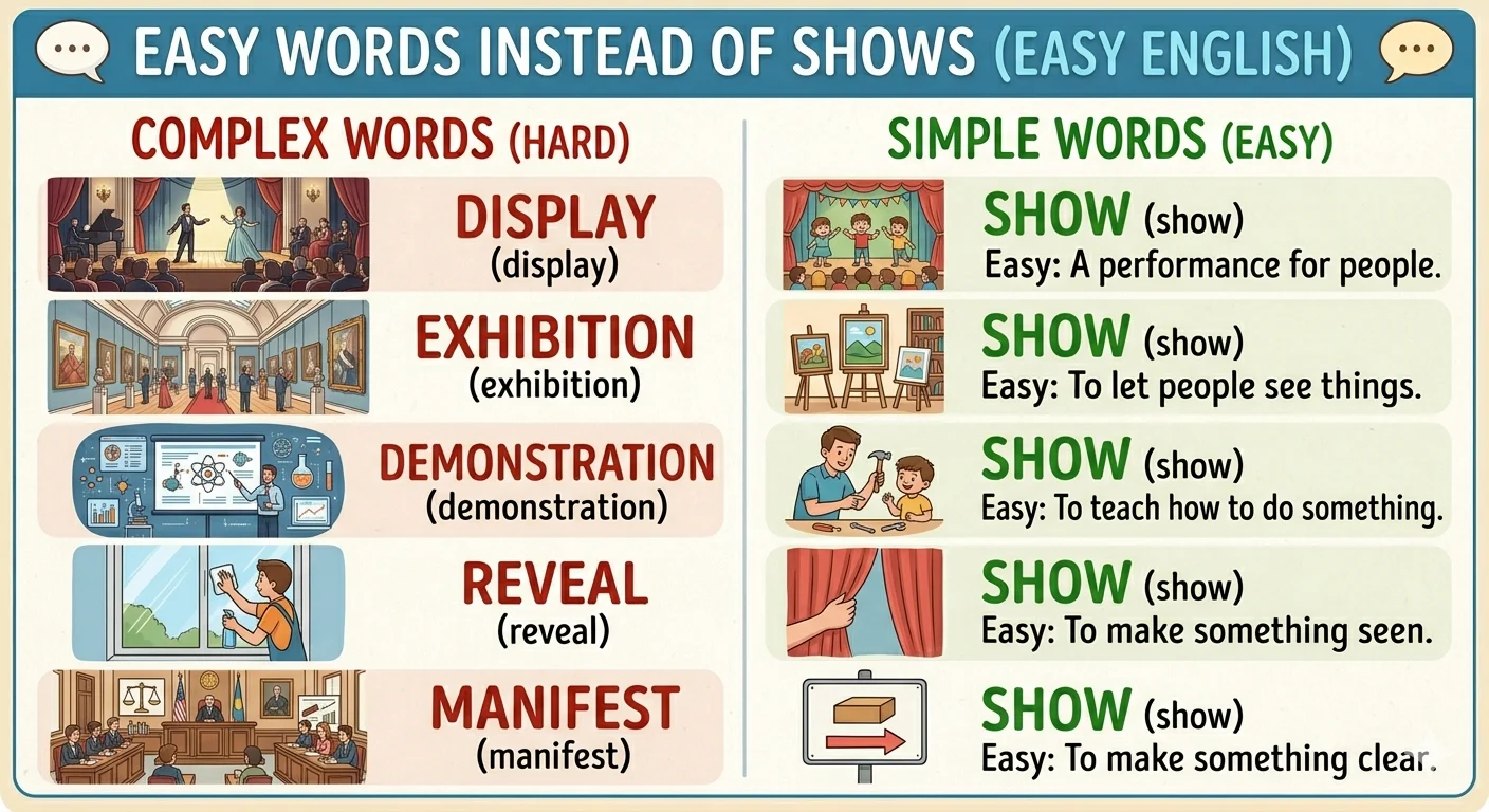 another way to say shows