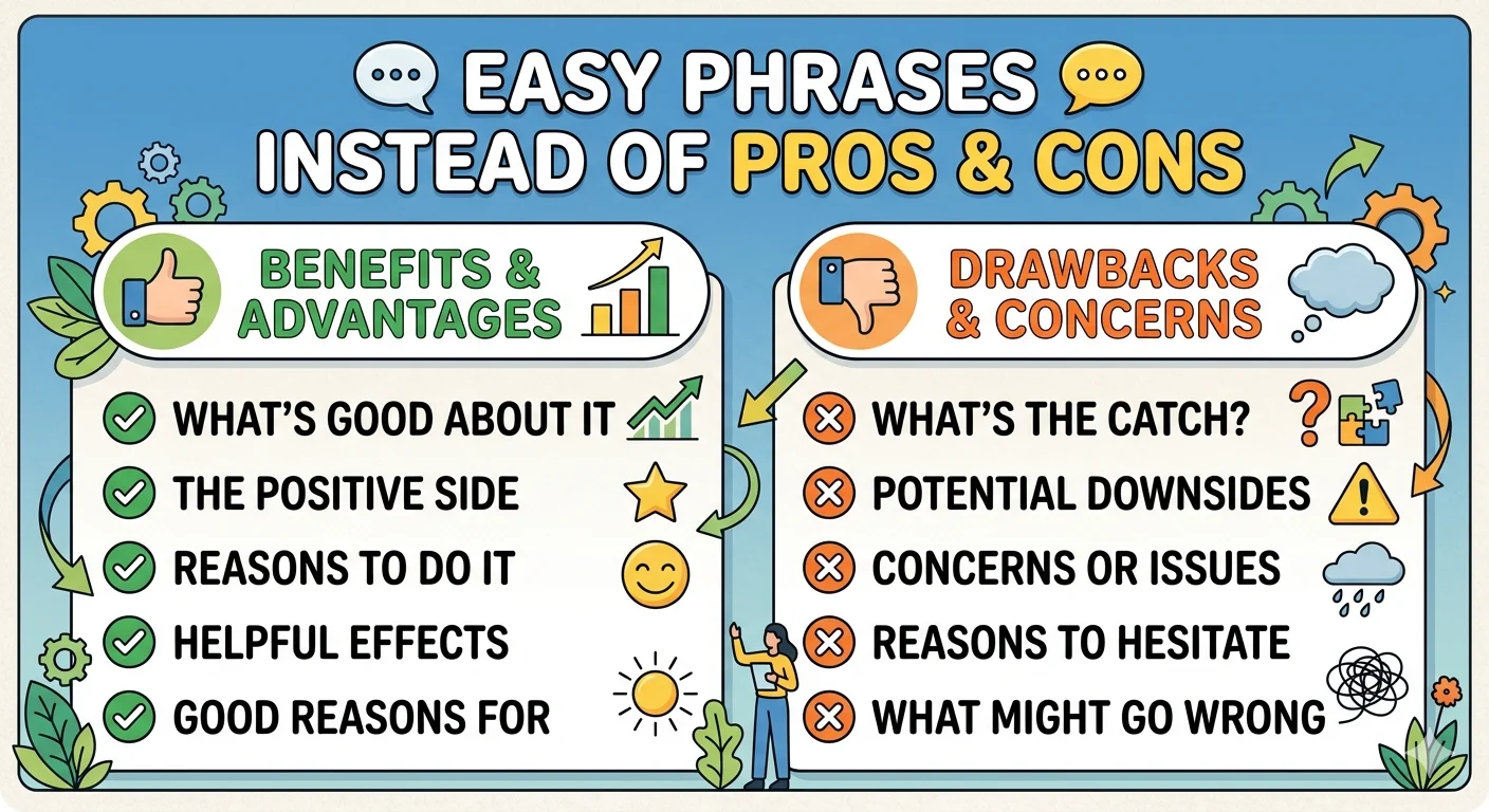 another way to say pros and cons