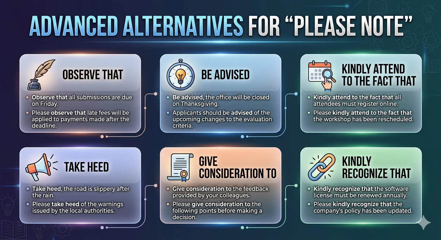 another way to say please note